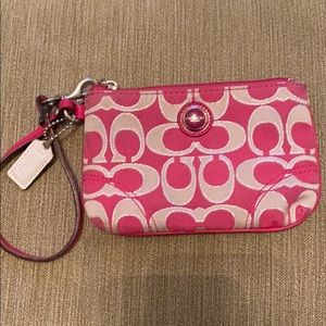 Coach pink small wristlet-chain purse -good!